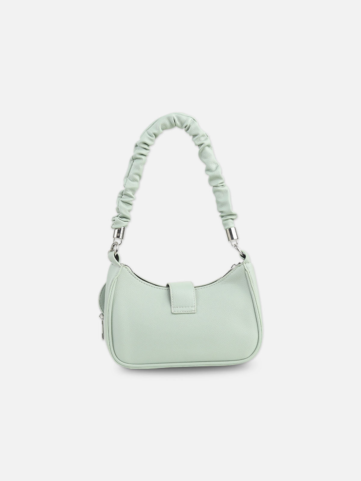 Mint Green Faux Leather Crescent Bag with Pouch