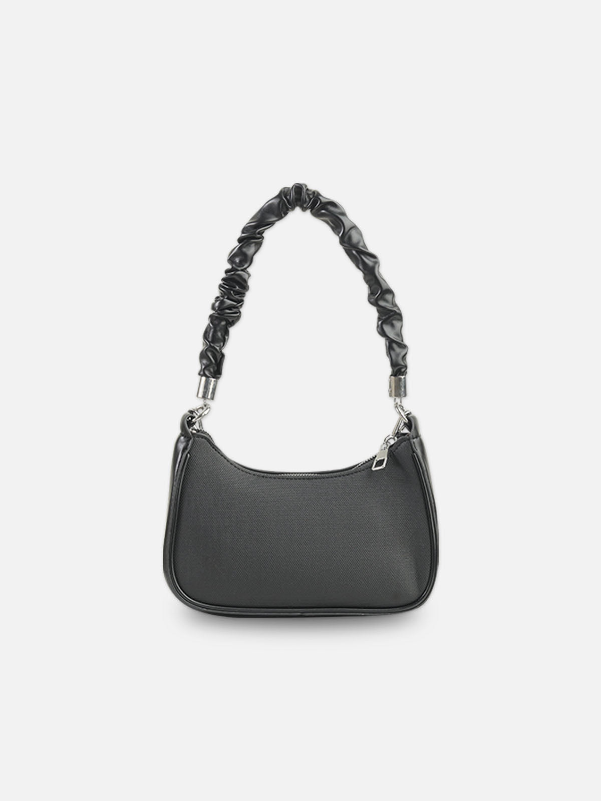 Chic Black Faux Leather Crescent Bag