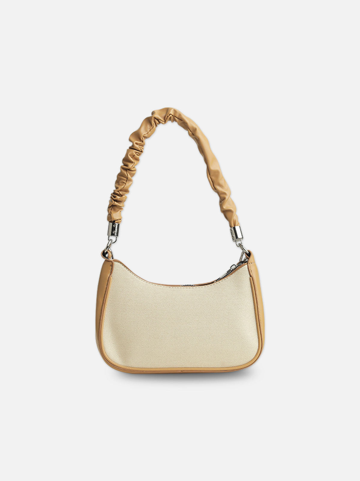 Stylish Beige and Tan Crescent Bag