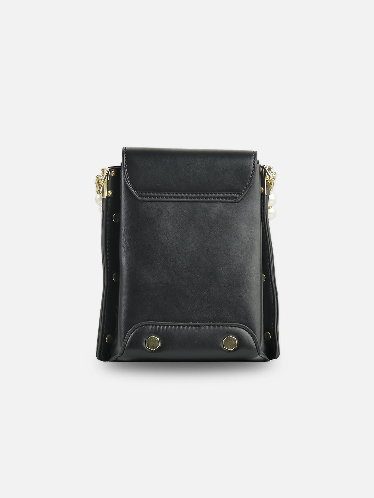 Black Pearl Handle Embroidered Floral Handbag