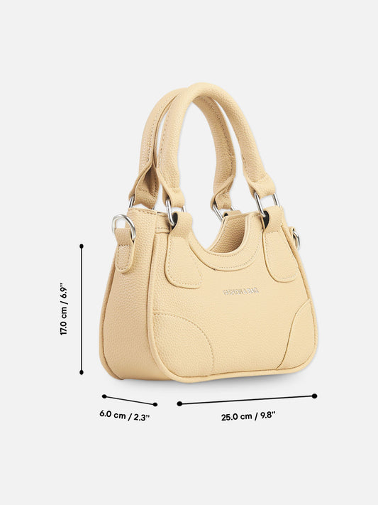 Chic Beige Faux Leather Hobo Bag