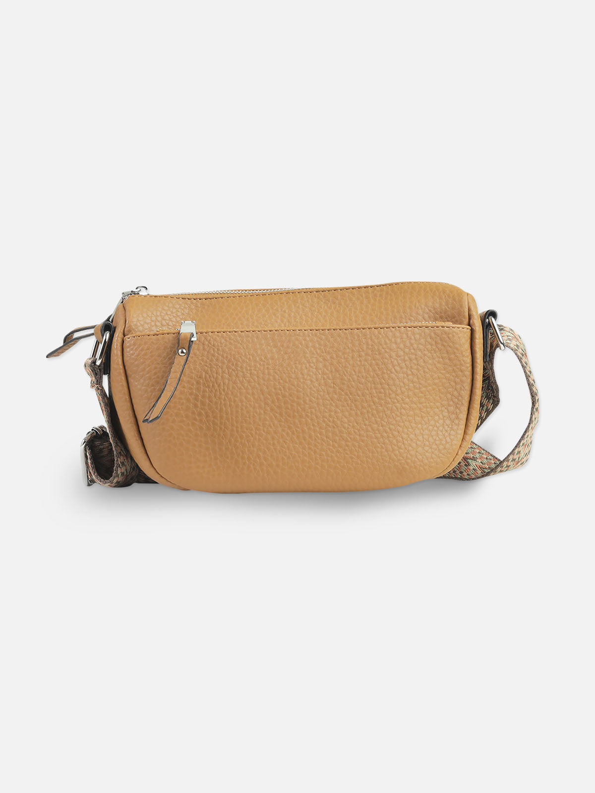 Casual Tan Shoulder Bag with Textured Finish