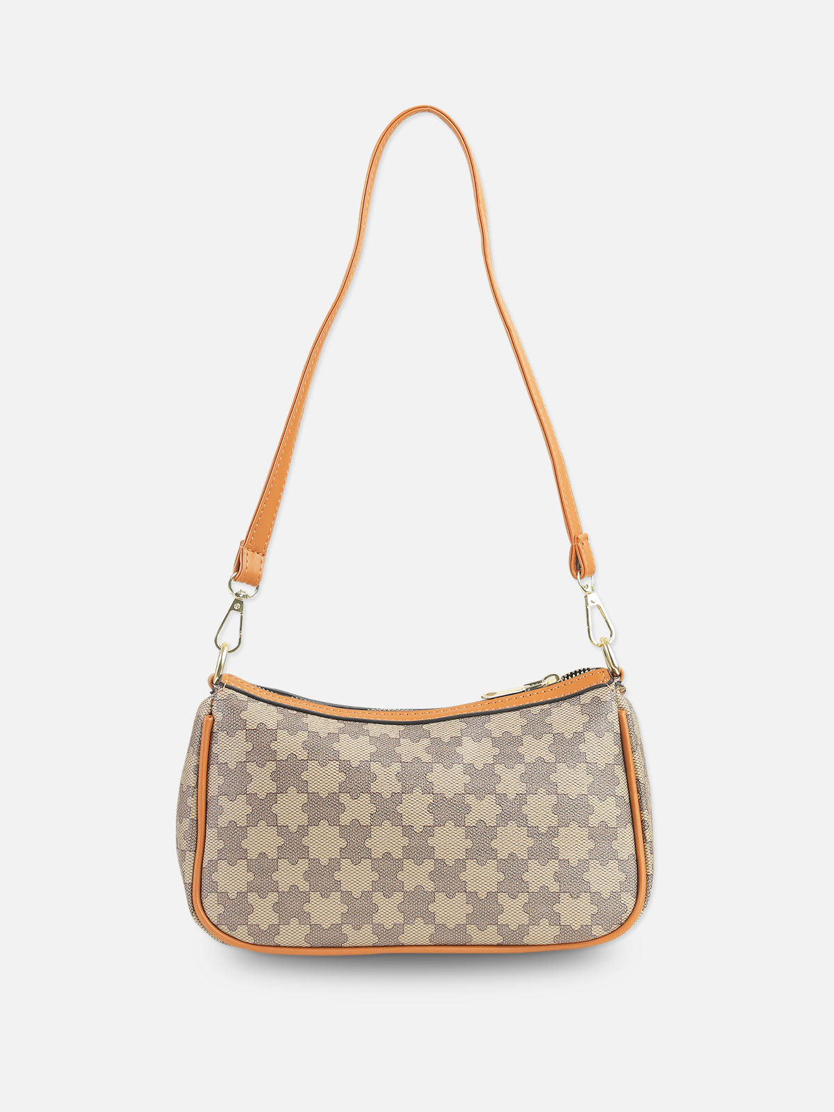 Tan and Brown Monogrammed Baguette Bag
