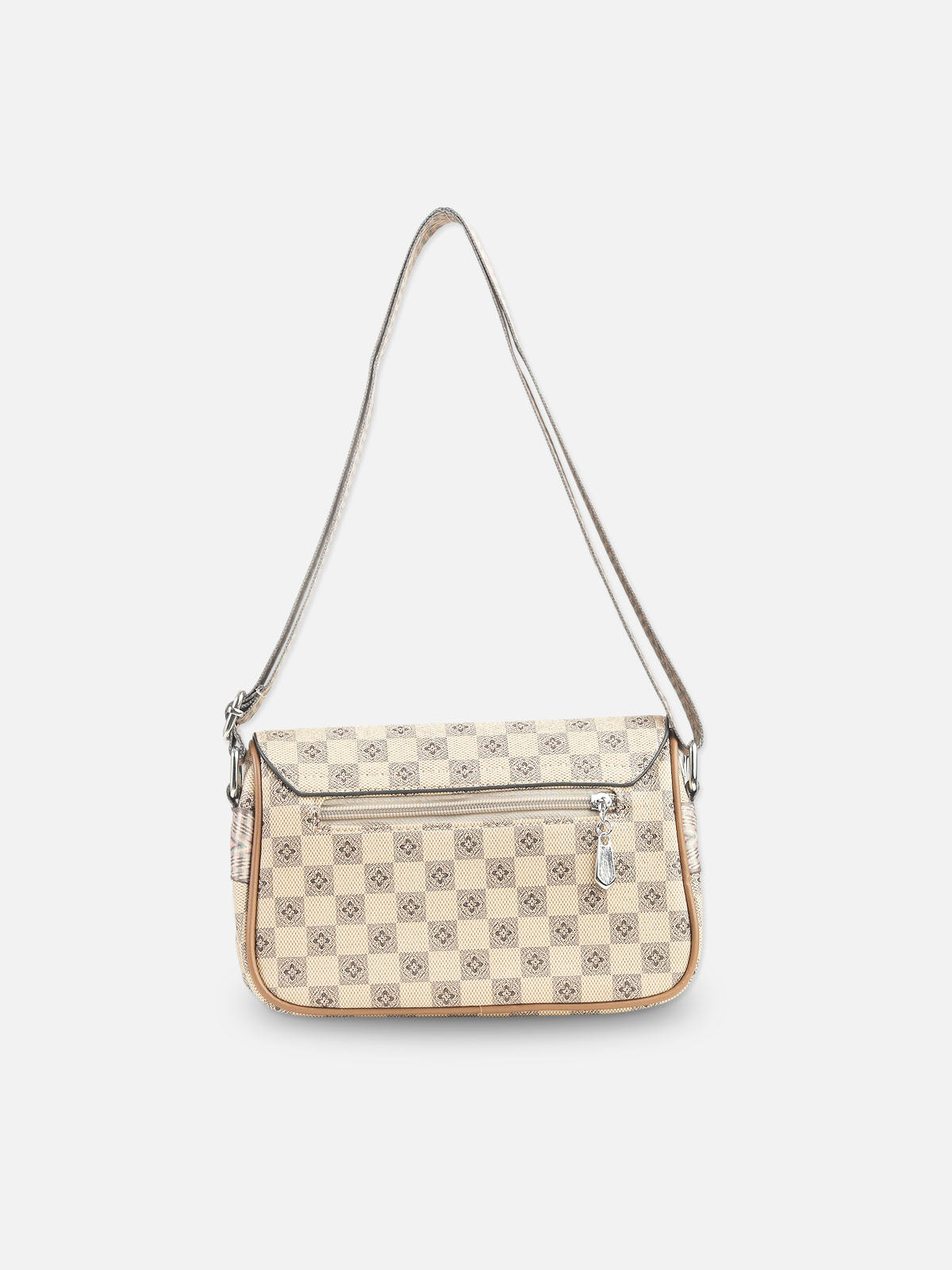 Classic Beige Checkered Shoulder Bag for Women – Designer-Inspired Style