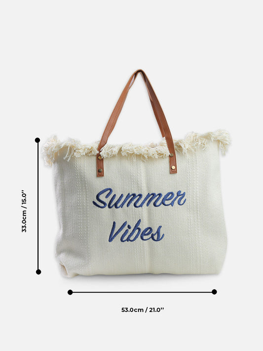 Summer Vibes Tote Bag with Fringe Details