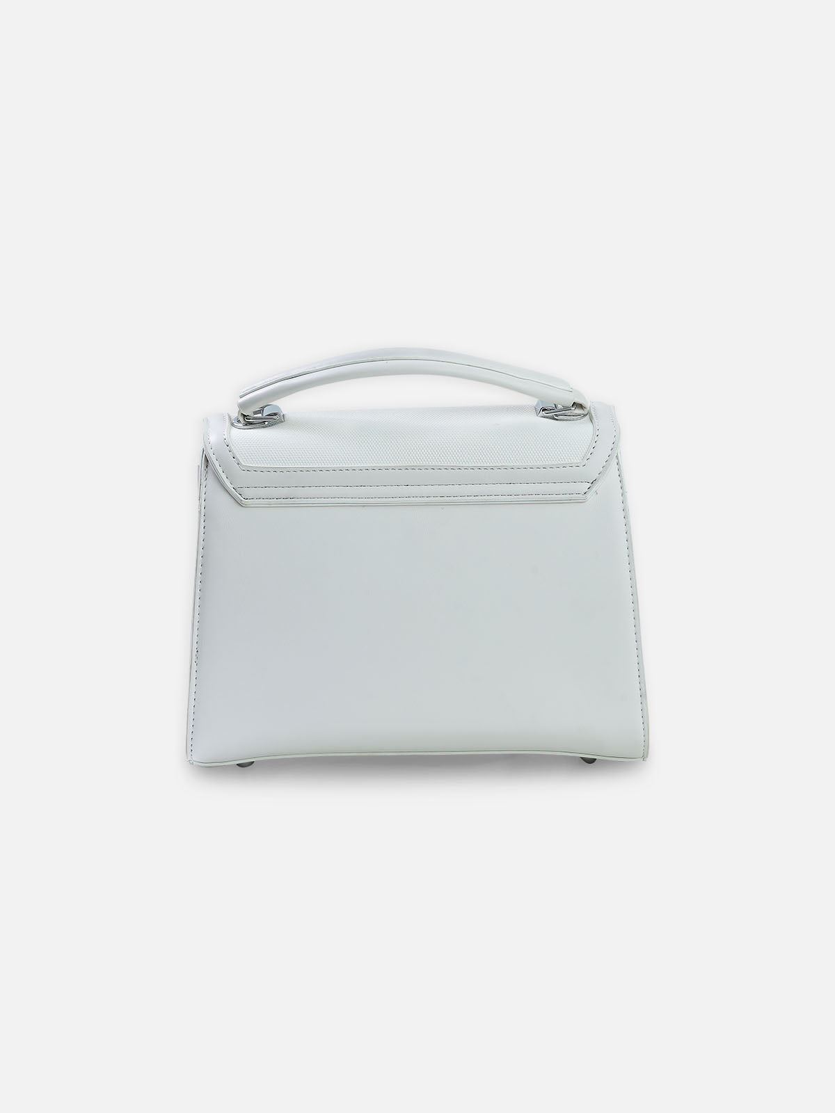 Classic White Top Handle Bag – Structured Faux Leather Satchel for Women
