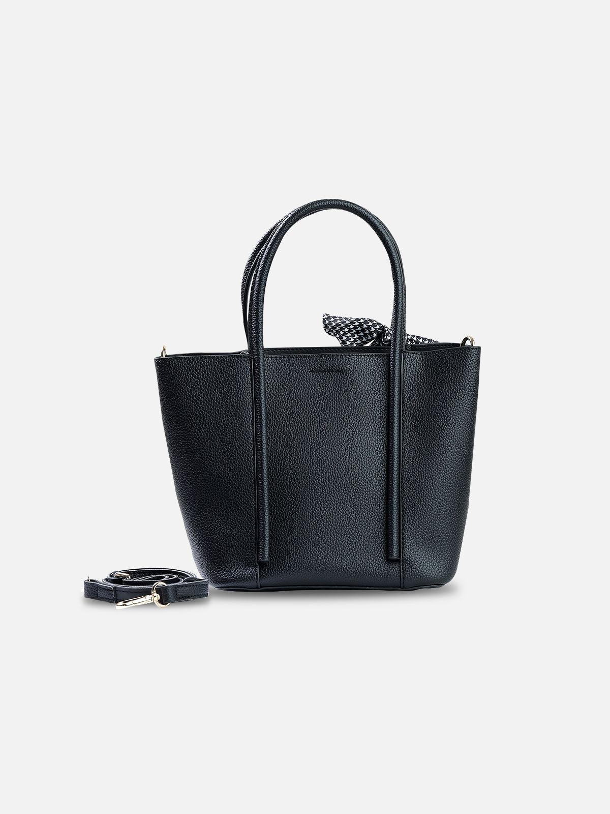 2-Piece Mini Tote Bag Set with Scarf – Classic Black