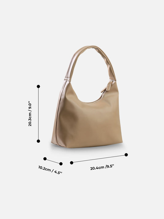Minimalist Soft Hobo Shoulder Bag – Beige Finish
