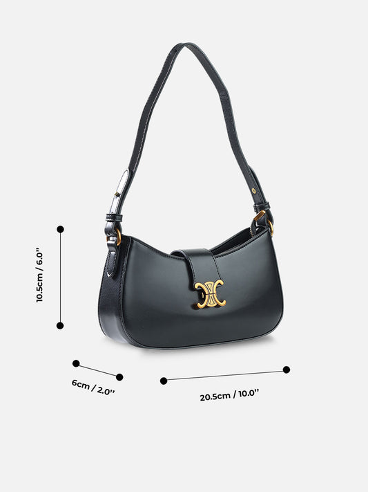 Celine Triomphe Classic Shoulder Bag – Black Faux Leather