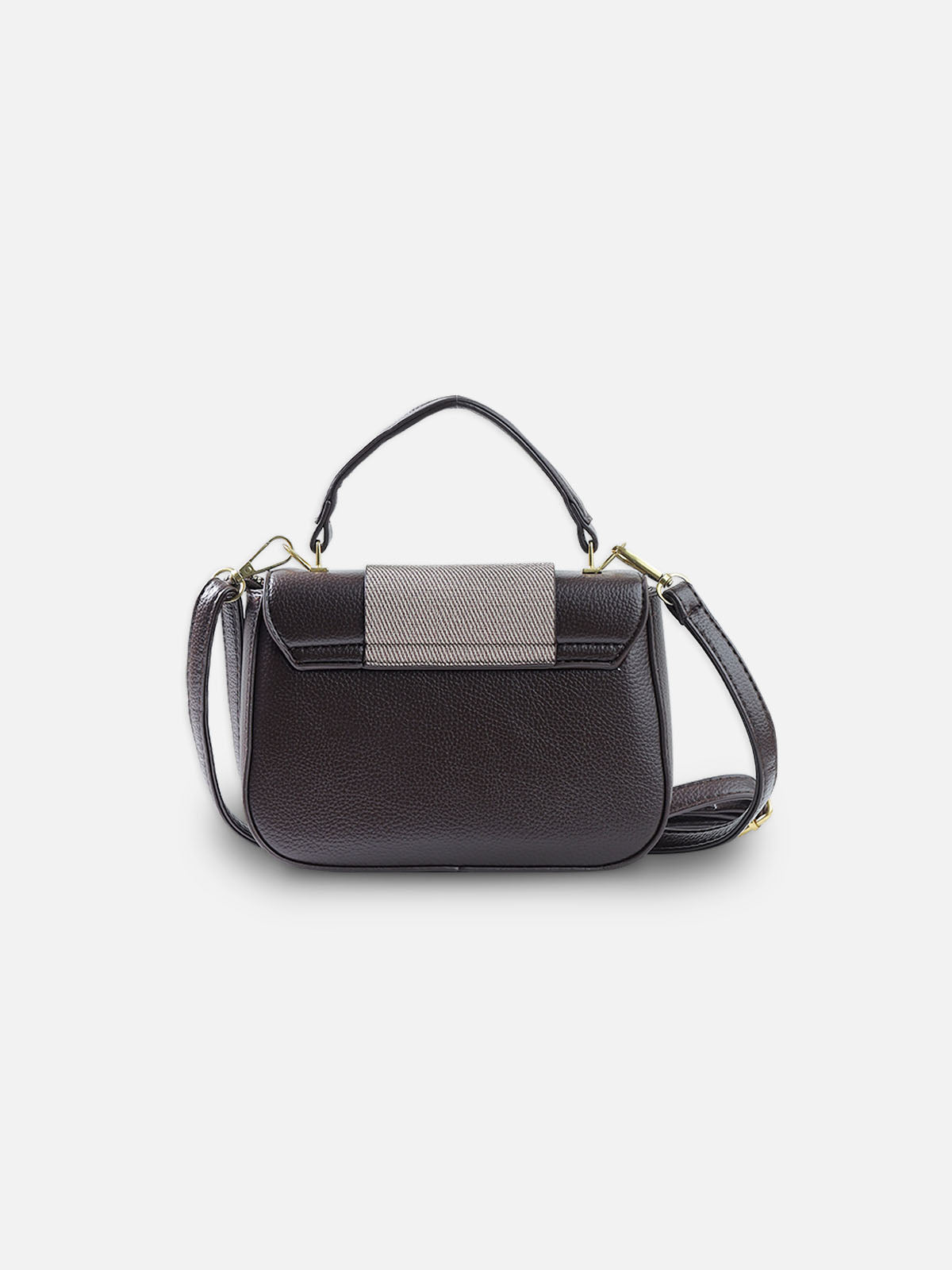 Charcoal & Taupe Mini Crossbody Bag – Elegant Dual-Tone with Gold Detail