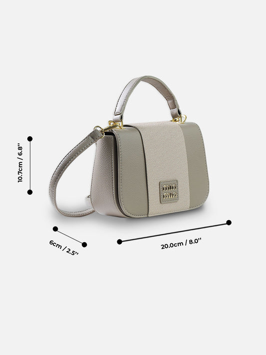 Mini Taupe Structured Crossbody Bag with Gold Hardware