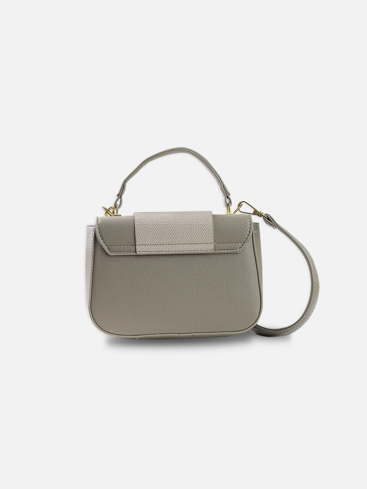 Mini Taupe Structured Crossbody Bag with Gold Hardware