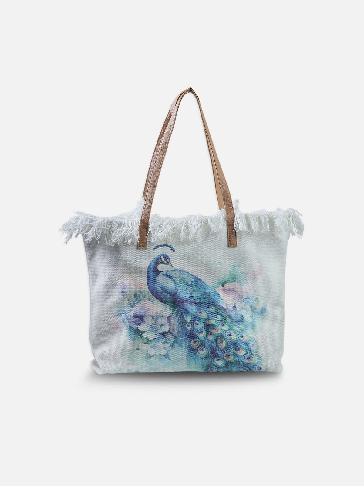 Printed Peacock Tote Bag