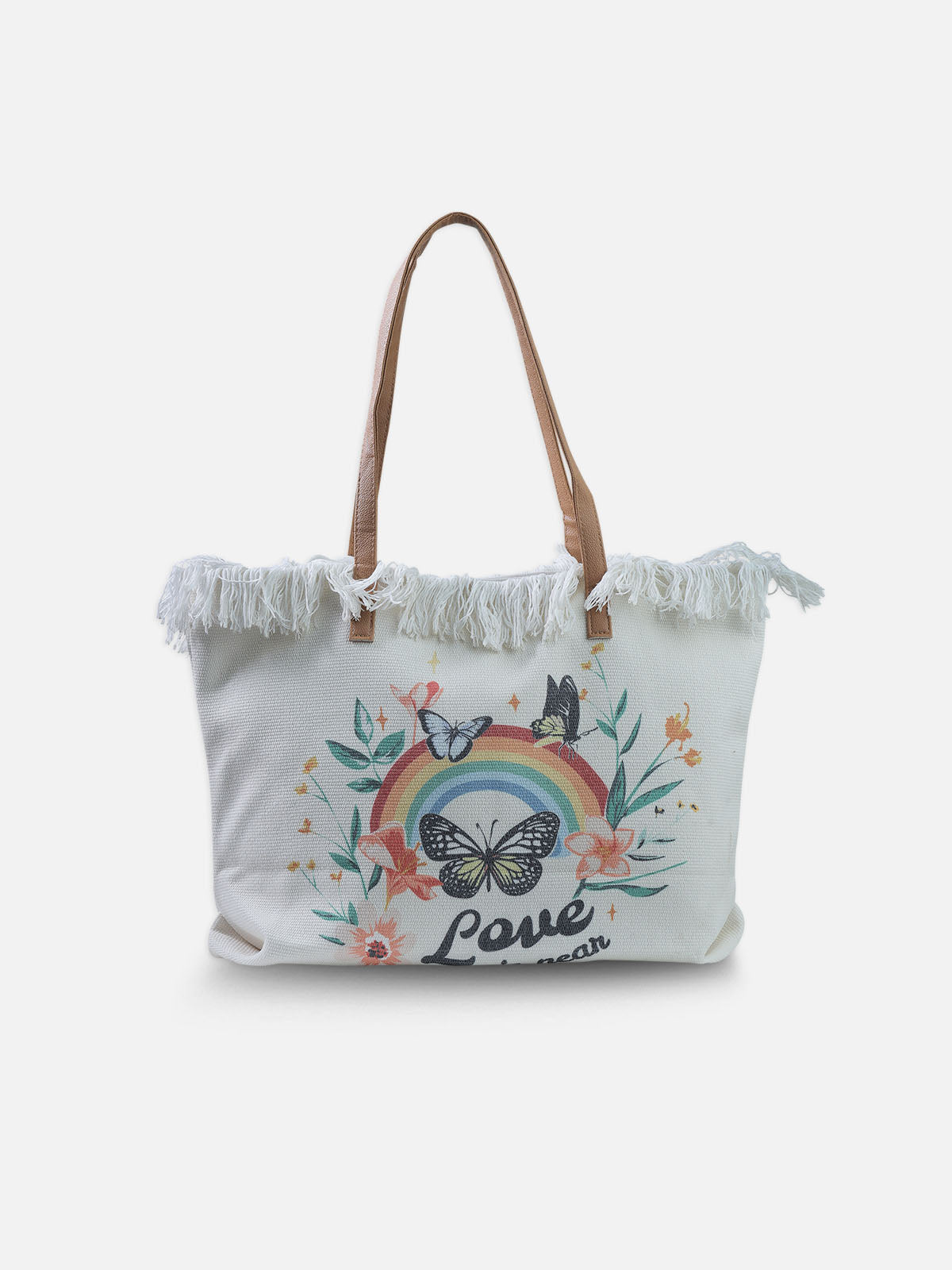 Rainbow Love With Butterfly Tote Bag