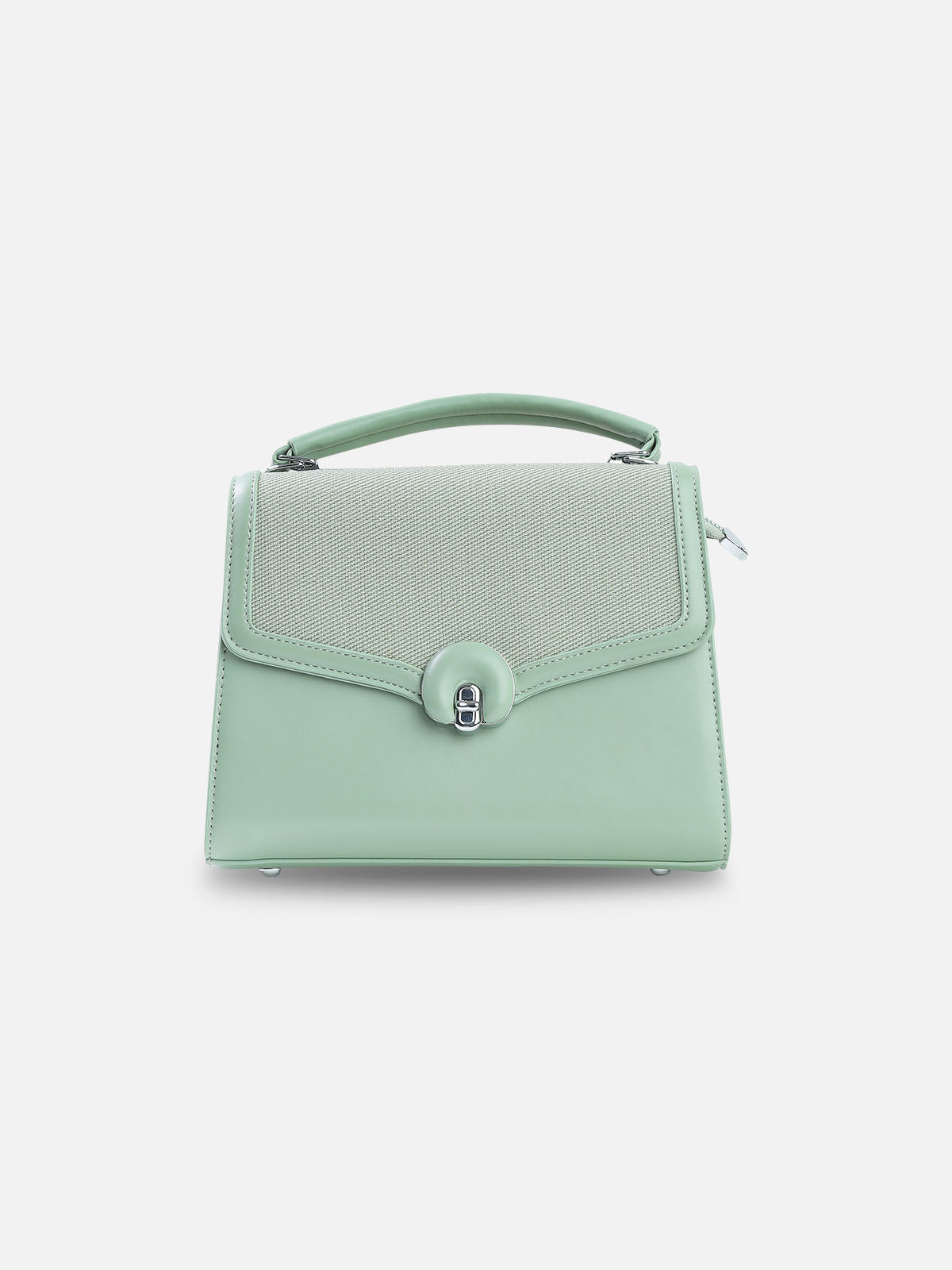 Classic Mint Green Top Handle Bag – Structured Faux Leather Satchel for Women