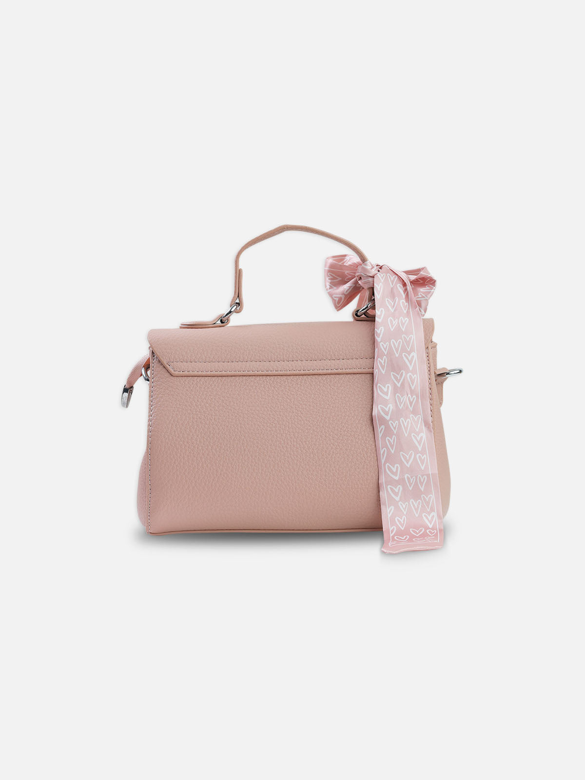 Elegant Baby Pink Shoulder Bag with Decorative Scarf