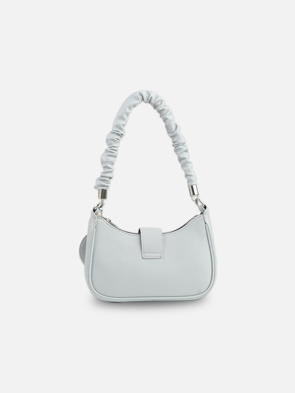 Stylish Light Gray Faux Leather Crescent Bag with Pouch