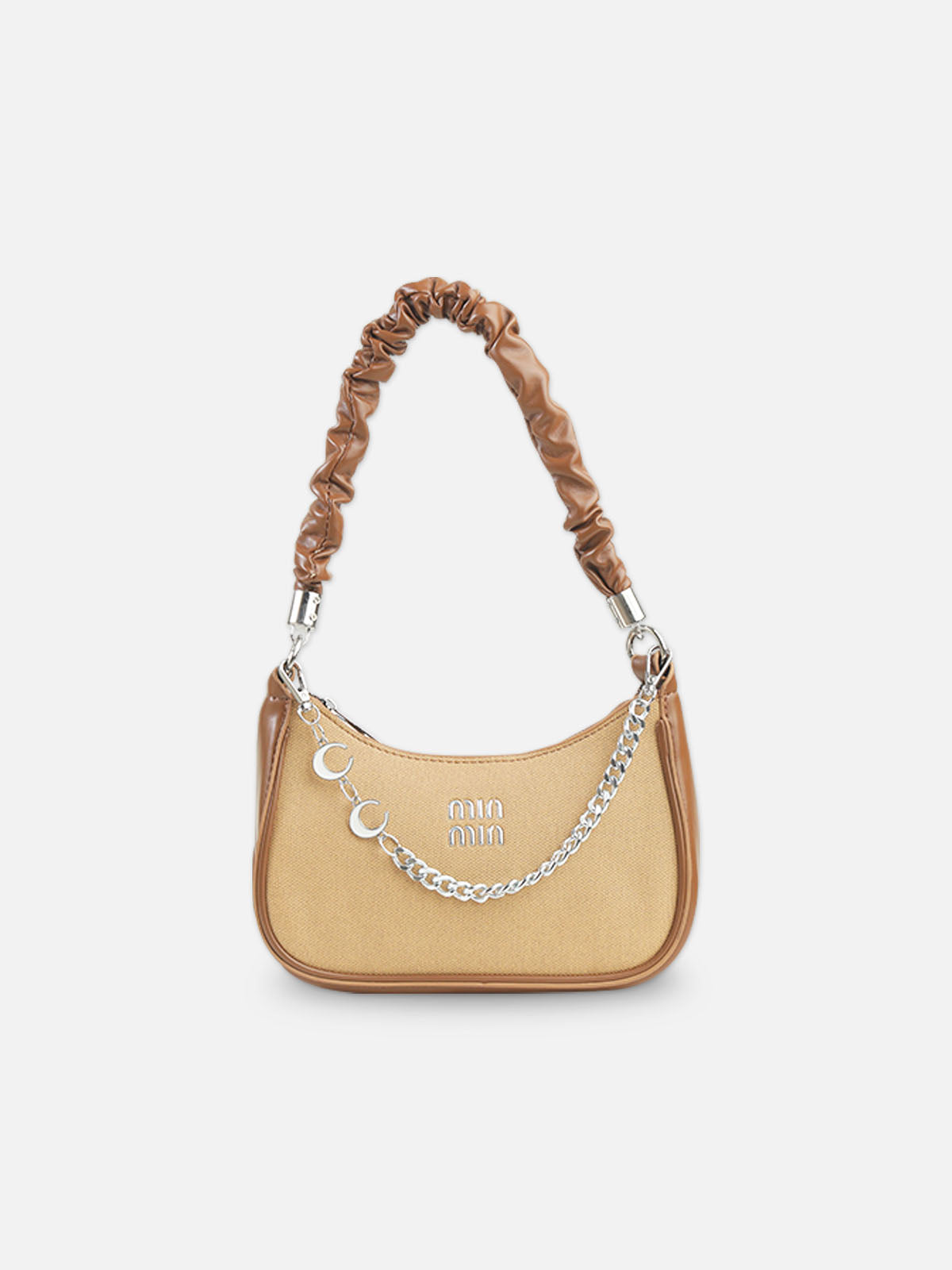 Trendy Brown and Beige Crescent Bag