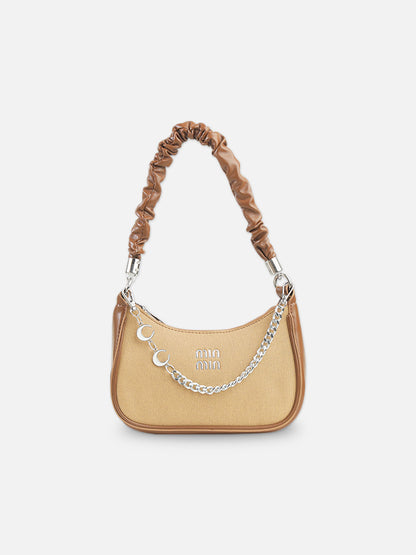 Trendy Brown and Beige Crescent Bag
