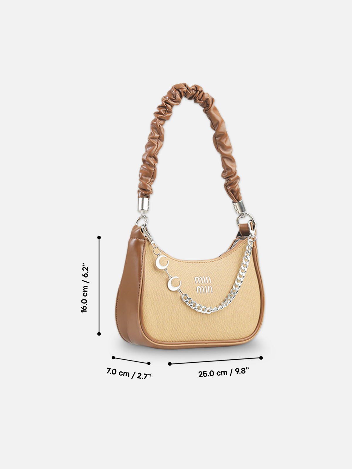 Trendy Brown and Beige Crescent Bag