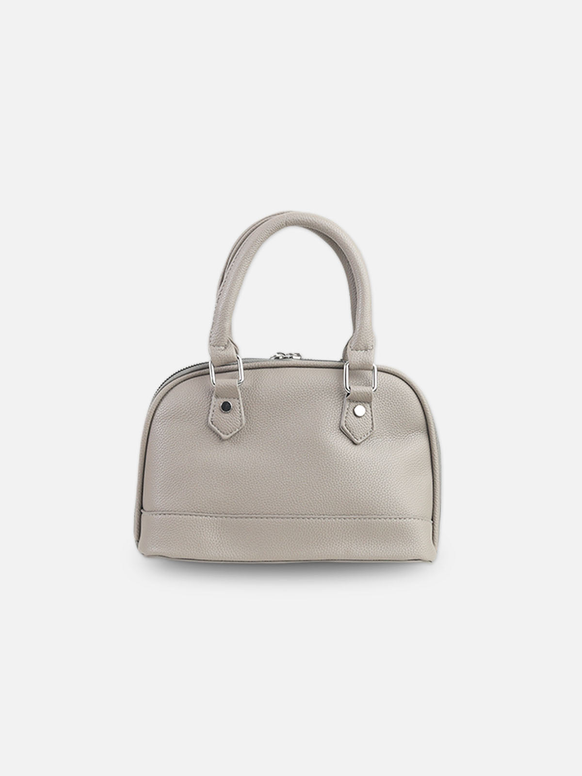 Gray Faux Leather Satchel with Tassel Charm