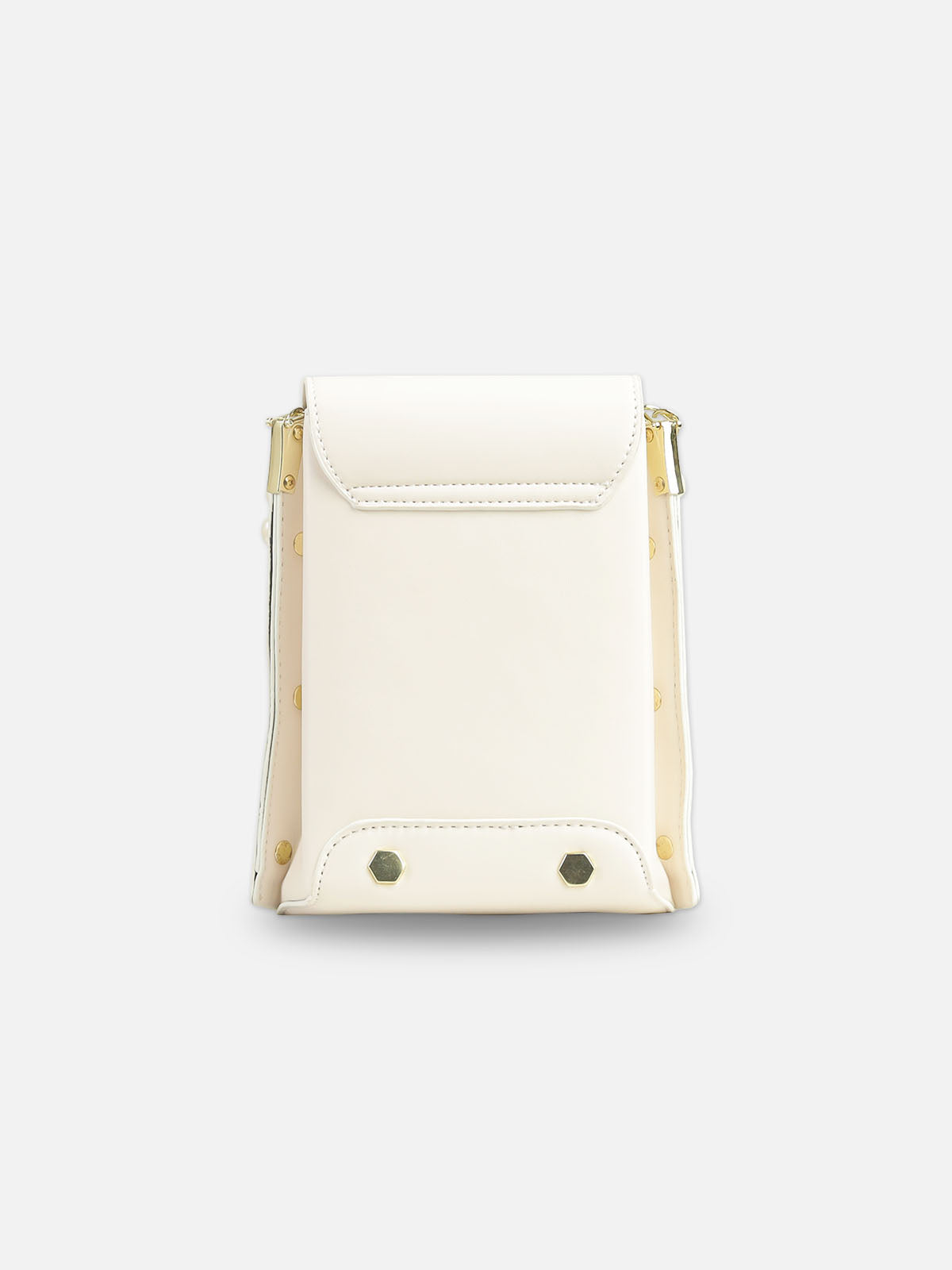 Elegant Ivory Faux Leather Crossbody Bag with Floral Embroidery