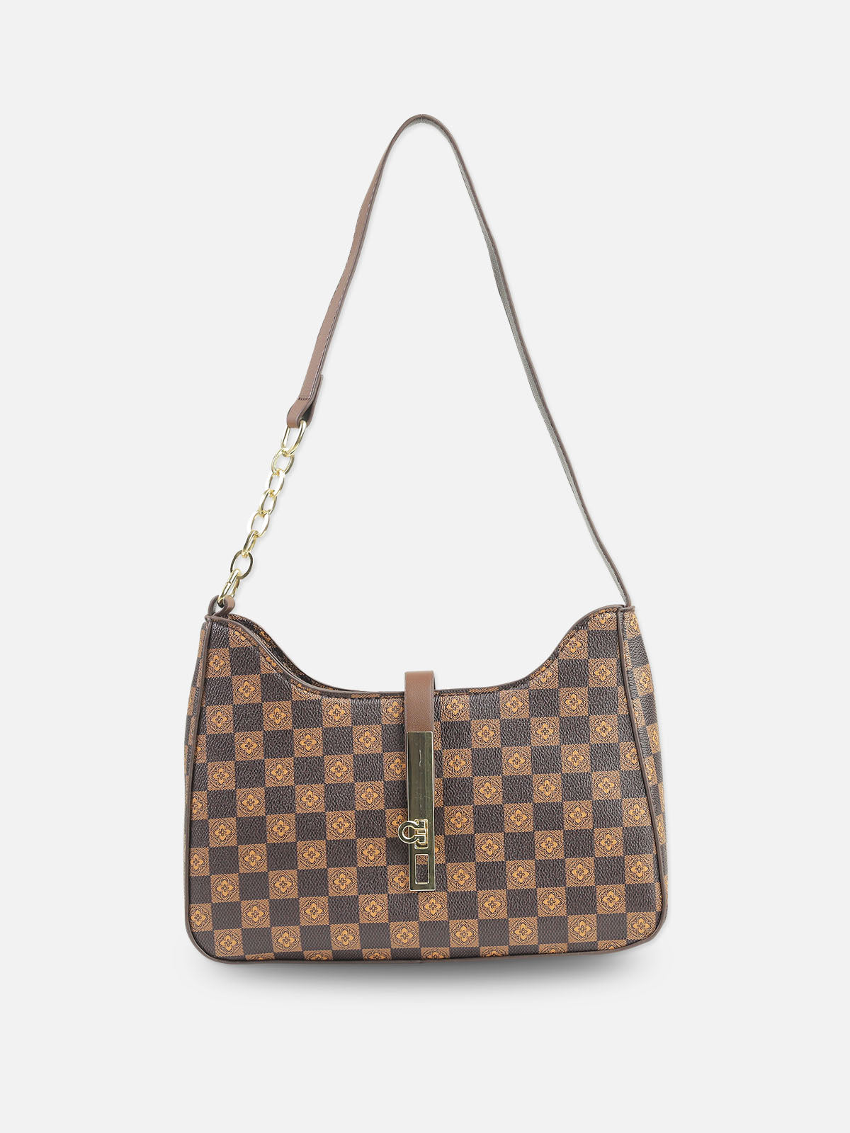 Luxury Checkered Shoulder Bag with Chain Accent