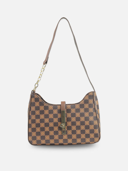 Luxury Checkered Shoulder Bag with Chain Accent