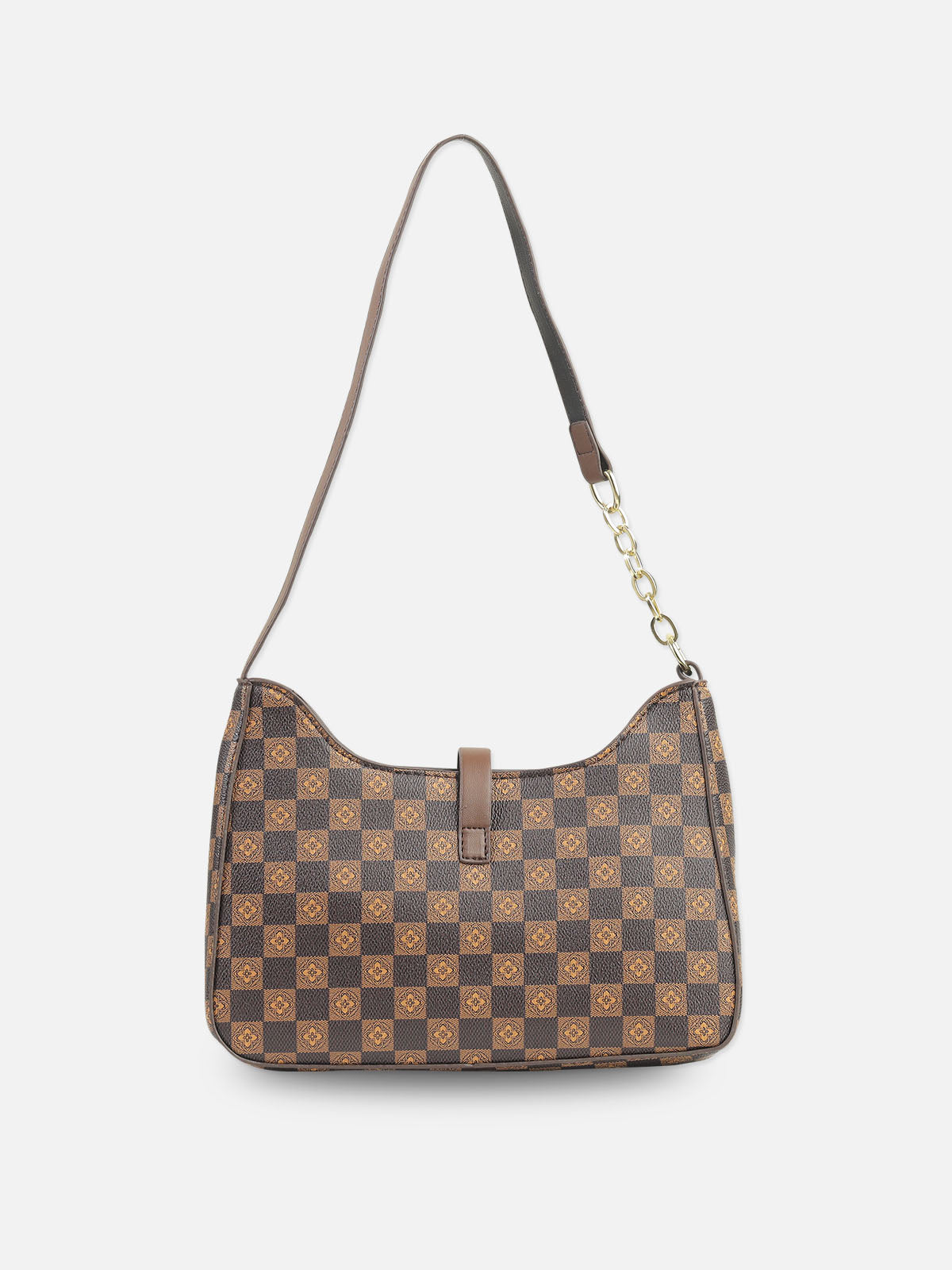Luxury Checkered Shoulder Bag with Chain Accent