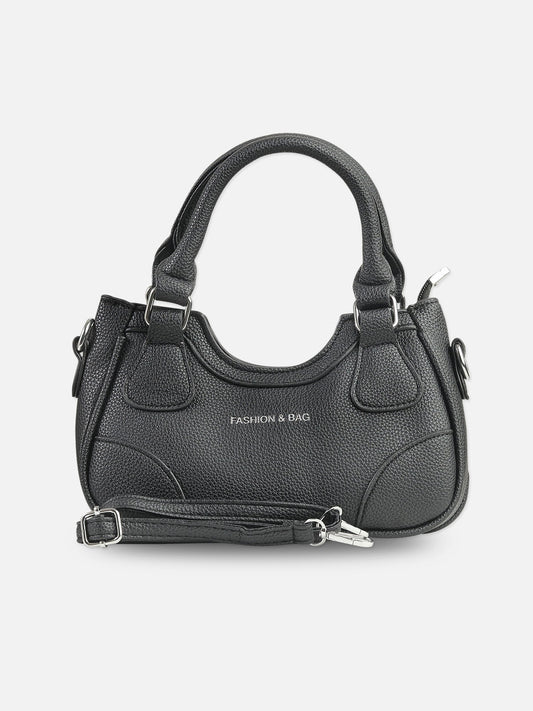 Classic Black Faux Leather Hobo Bag