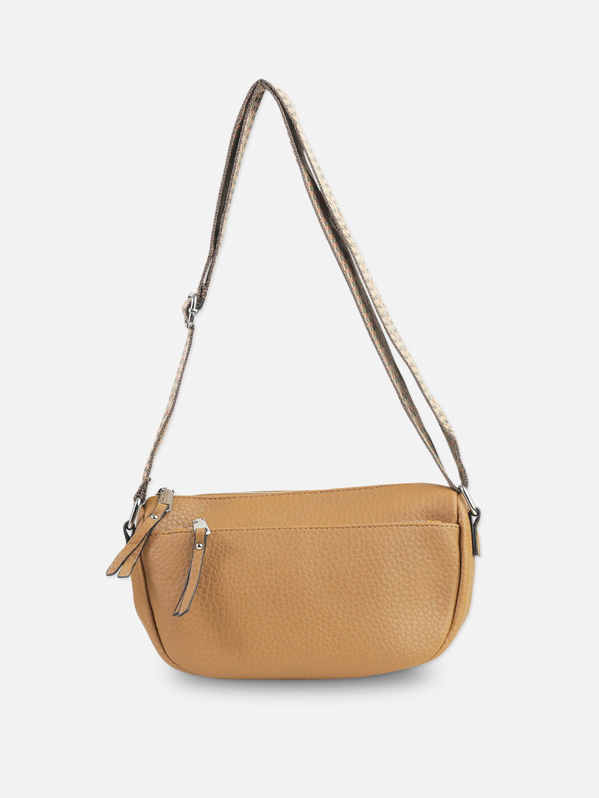 Casual Tan Shoulder Bag with Textured Finish