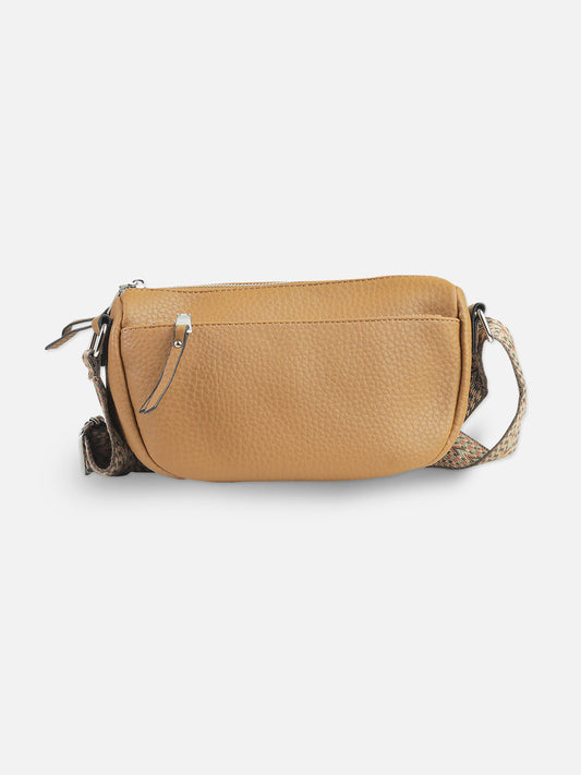Casual Tan Shoulder Bag with Textured Finish