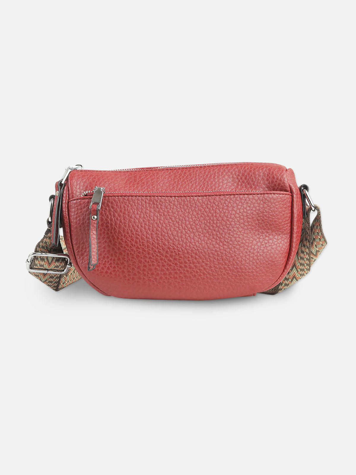 Chic Red Textured Shoulder Bag with Adjustable Strap