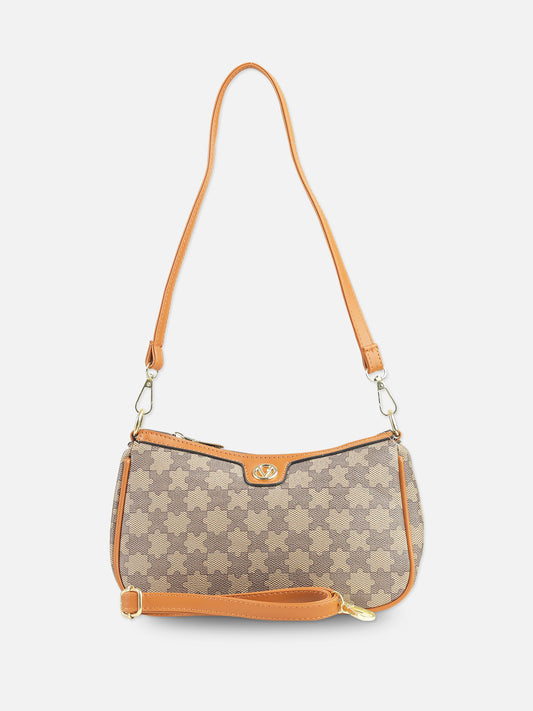 Tan and Brown Monogrammed Baguette Bag