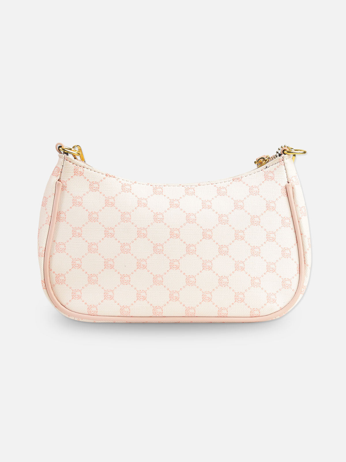 Soft Pink Monogram Shoulder Bag with Gold Accents