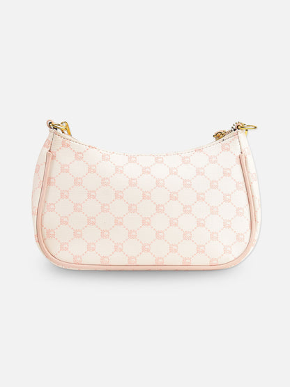 Soft Pink Monogram Shoulder Bag with Gold Accents