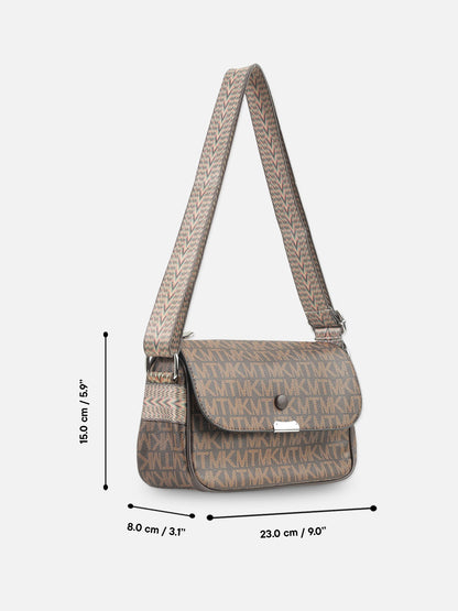 Designer MKT Monogram Shoulder Bag for Women – Brown Logo Print