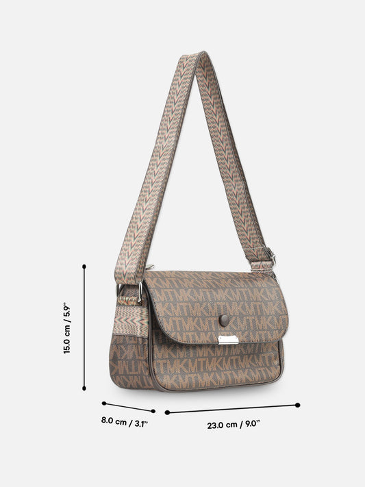 Designer MKT Monogram Shoulder Bag for Women – Brown Logo Print