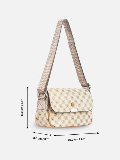 Classic Beige Checkered Shoulder Bag for Women – Designer-Inspired Style