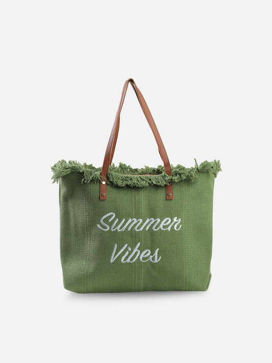 Summer Vibes Tote Bag with Fringe Details
