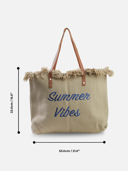 Summer Vibes Tote Bag with Fringe Details