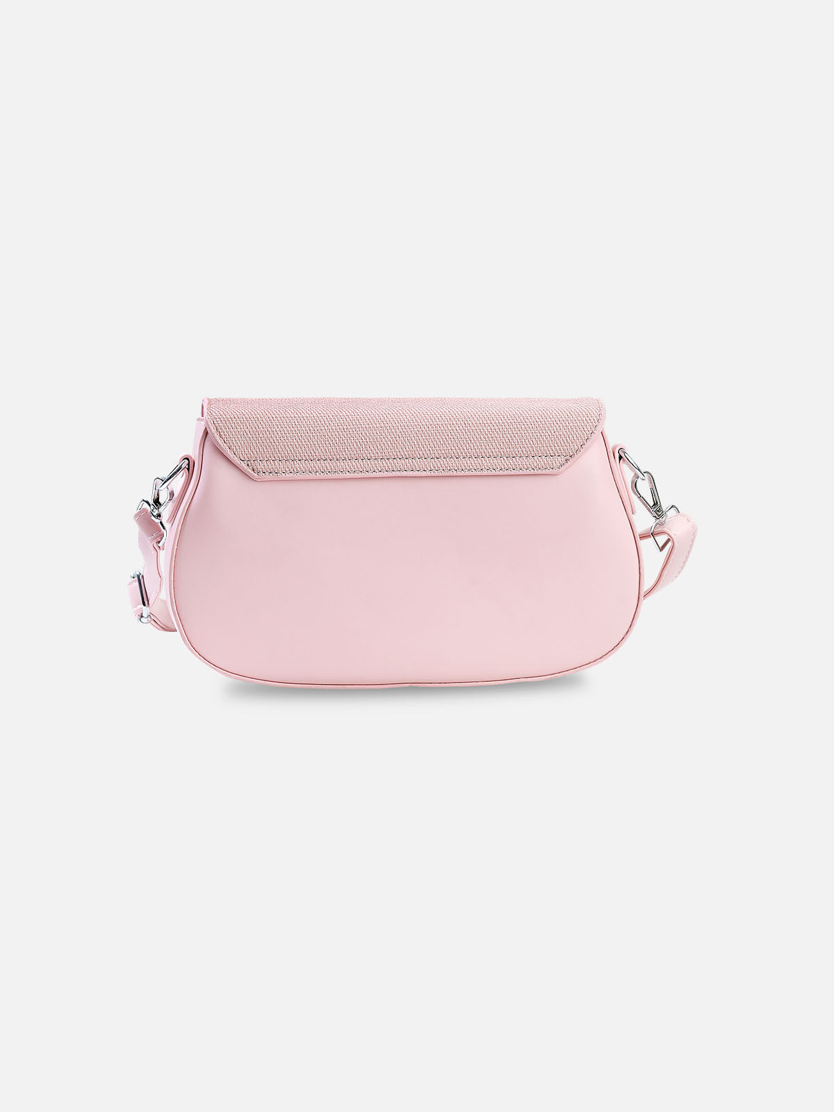 Blush Pink Textured Flap Shoulder Bag