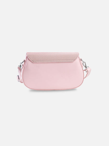Blush Pink Textured Flap Shoulder Bag