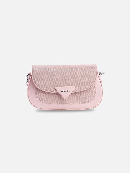 Blush Pink Textured Flap Shoulder Bag