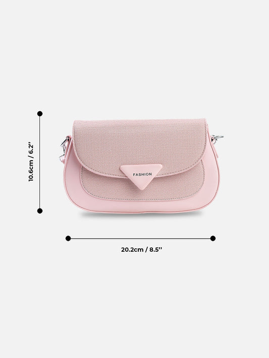 Blush Pink Textured Flap Shoulder Bag