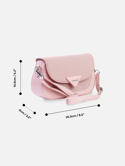 Blush Pink Textured Flap Shoulder Bag