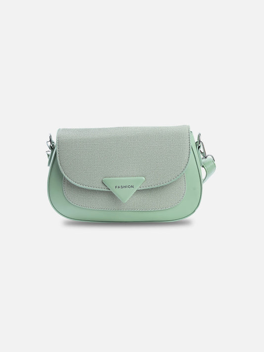 Sage Green Textured Flap Shoulder Bag