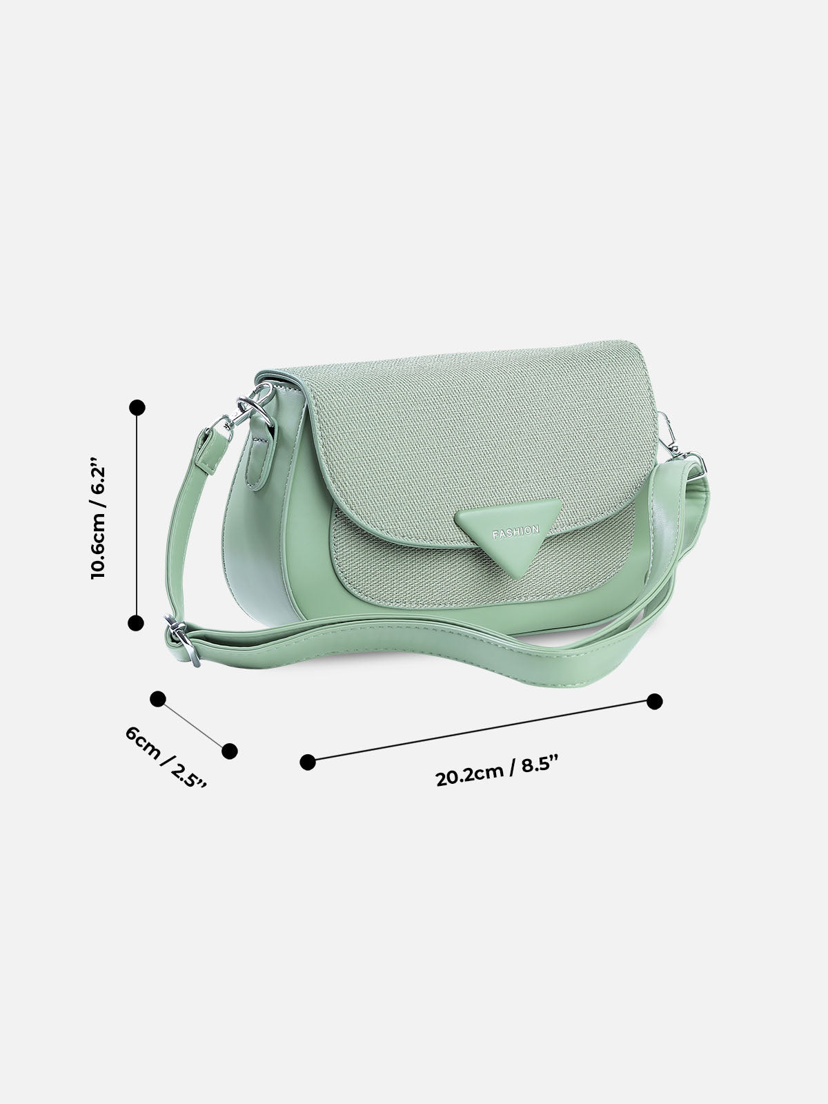 Sage Green Textured Flap Shoulder Bag