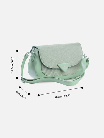Sage Green Textured Flap Shoulder Bag