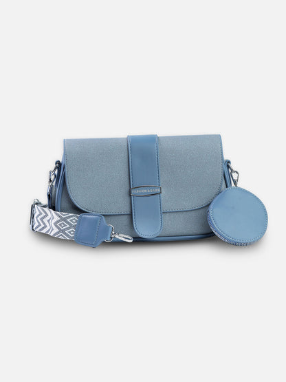 Slate Blue Cross body Bag with Coin Pouch – Casual Shoulder Bag